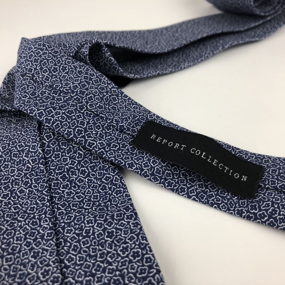 Report Collection Skinny Necktie Blue 100% Cotton - Picture 3 of 3